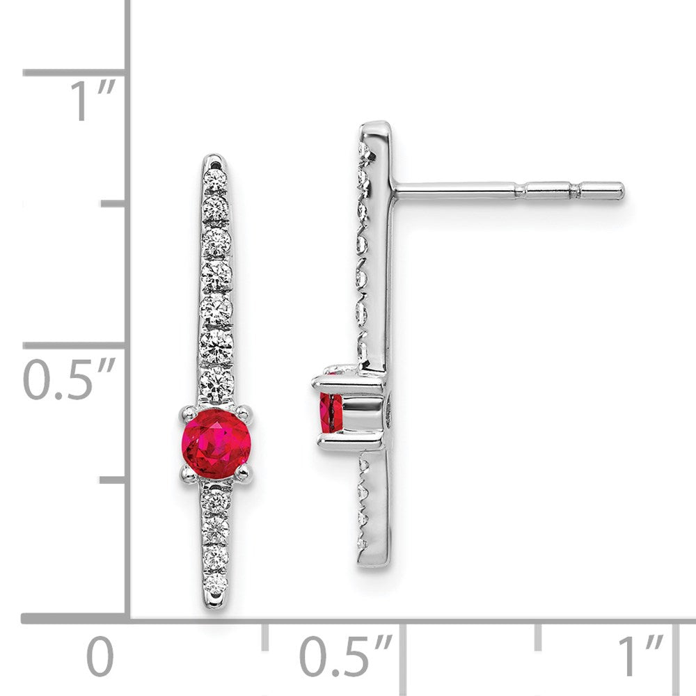 Solid 14k White Gold Simulated CZ and Ruby Fancy Earrings