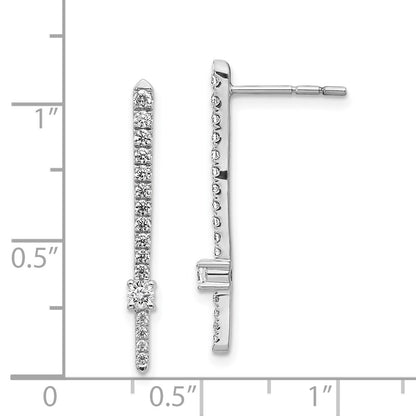 Solid 14k White Gold Simulated CZ Fancy Earrings