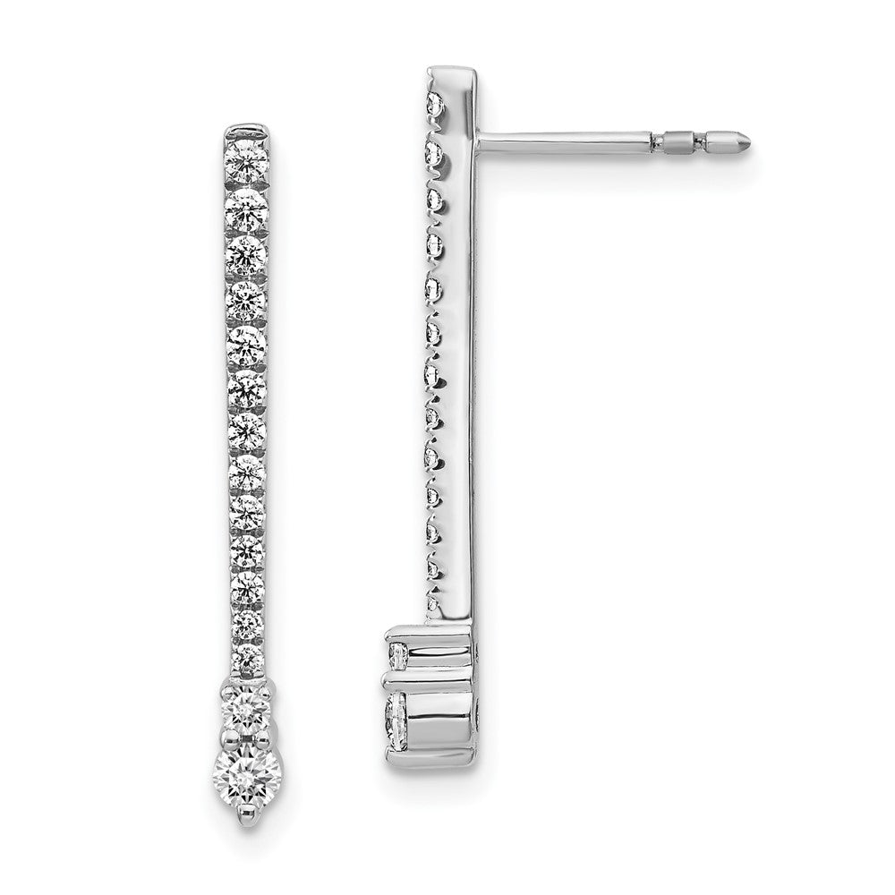 Solid 14k White Gold Simulated CZ Fancy Earrings