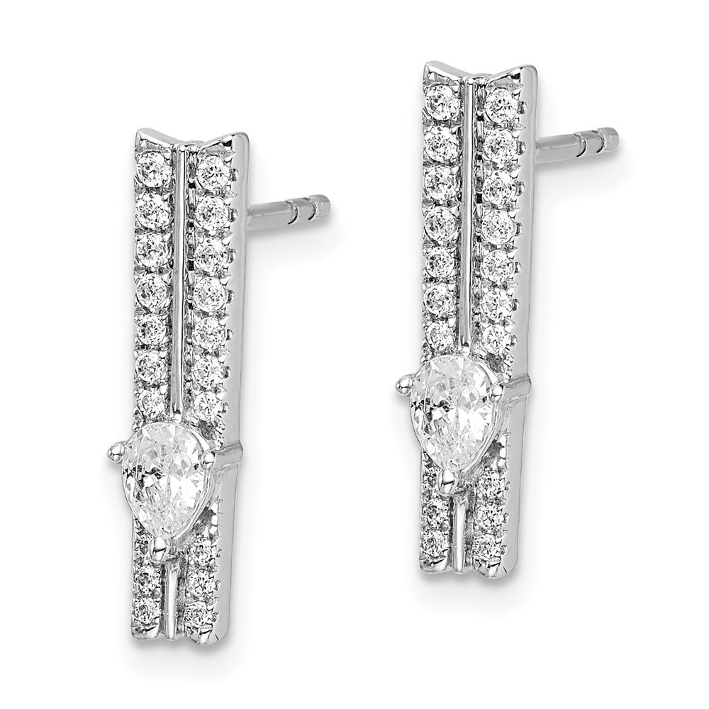 Solid 14k White Gold Simulated CZ Fancy Earrings