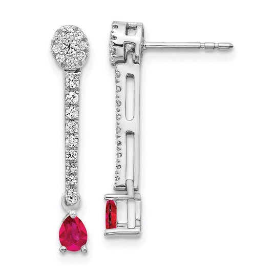 14k White Gold Real Diamond & Ruby Fancy Earrings EM3882-RU-050-WA