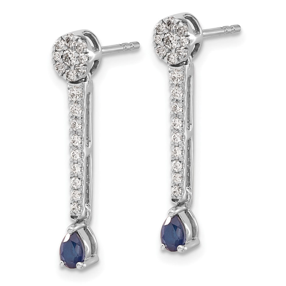 Solid 14k White Gold Simulated CZ and Sapphire Fancy Earrings