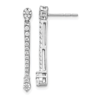 Solid 14k White Gold Simulated CZ Fancy Earrings