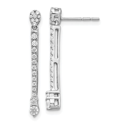 Solid 14k White Gold Simulated CZ Fancy Earrings