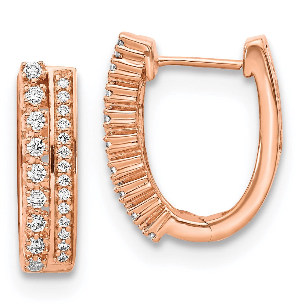 14k Rose Gold Real Diamond Fancy Hoop Earrings EM3884-050-RA