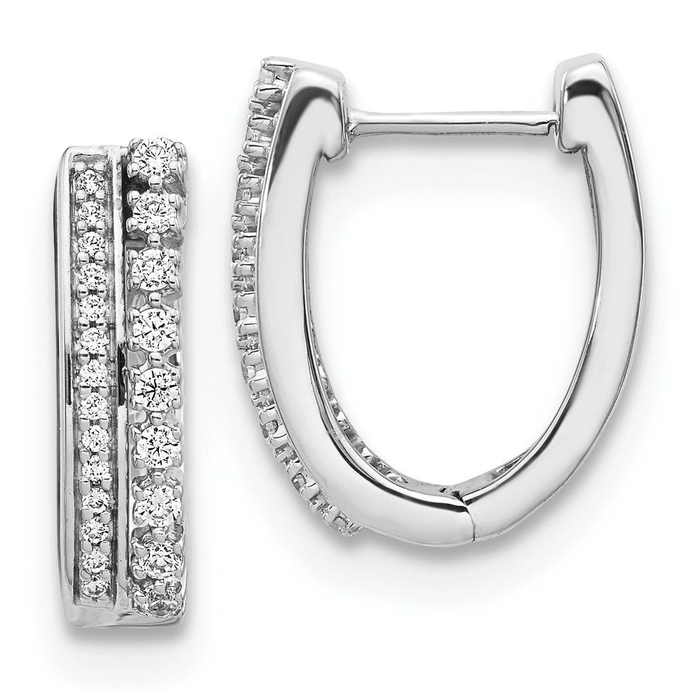 14k White Gold Real Diamond Fancy Hoop Earrings EM3884-050-WA