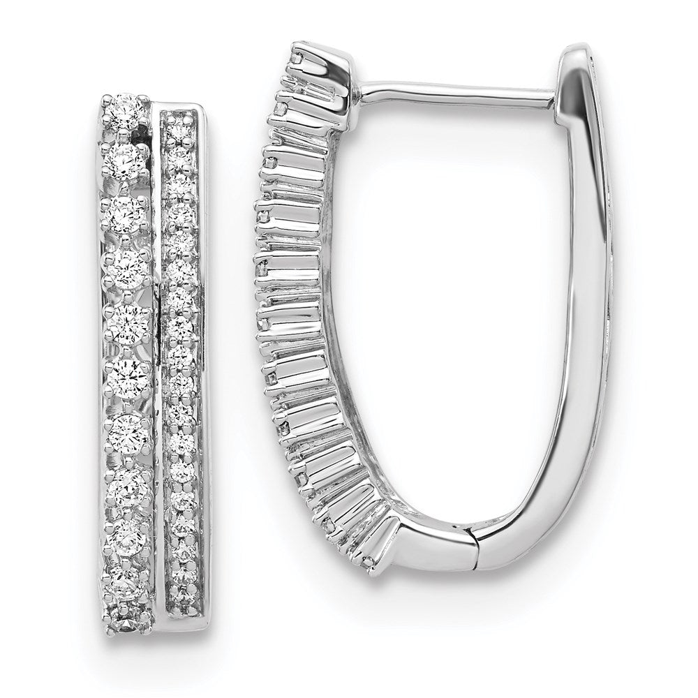14k White Gold Real Diamond Fancy Hoop Earrings EM3884-062-WA