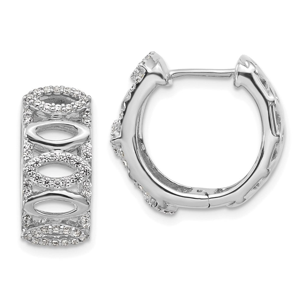 14k White Gold Real Diamond Fancy Hoop Earrings EM3886-045-WA
