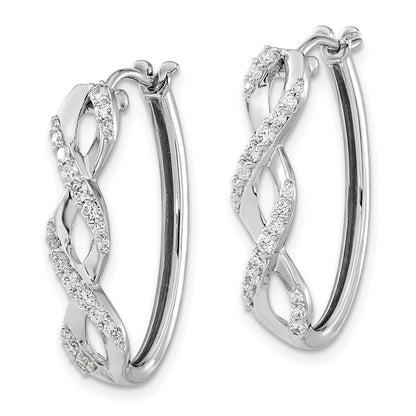 Solid 14k White Gold Simulated CZ Fancy Earrings