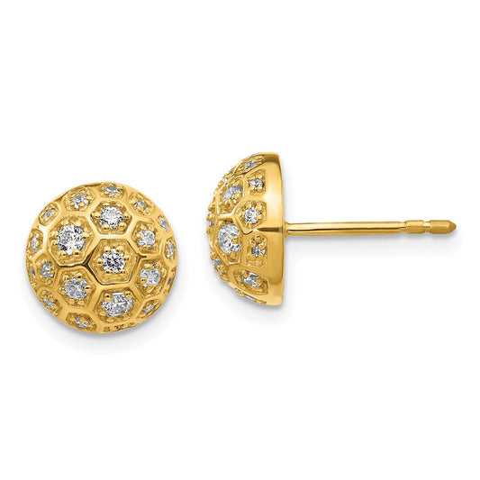 14k Yellow Gold Real Diamond Honeycomb Earrings EM3890-050-YA