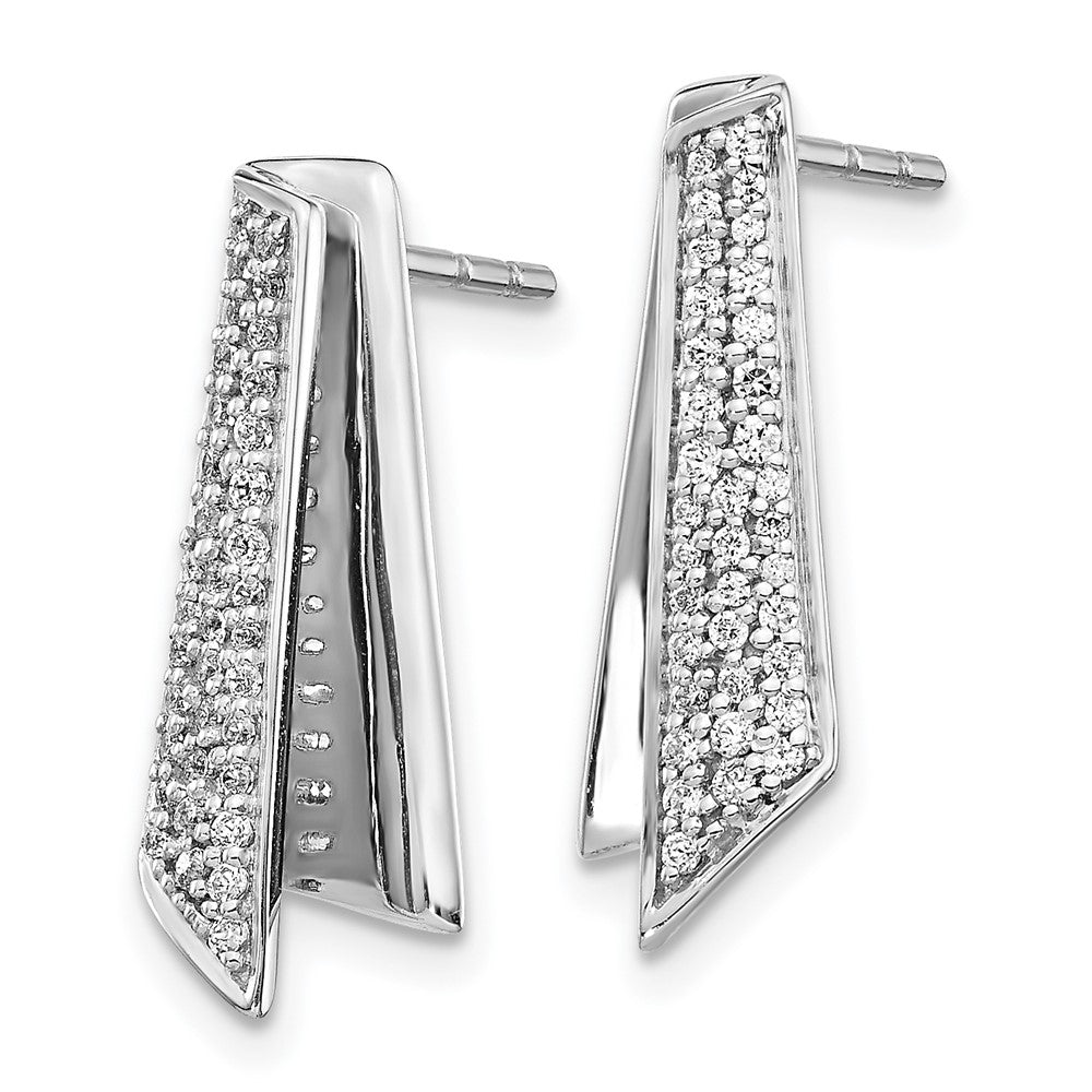 Solid 14k White Gold Simulated CZ Fancy Earrings