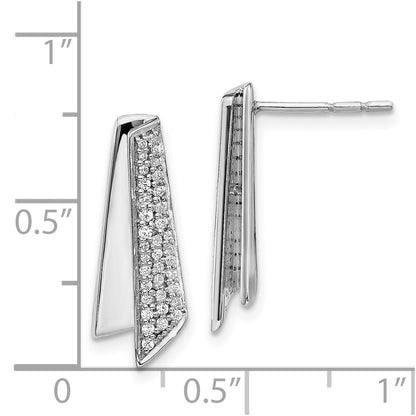 Solid 14k White Gold Simulated CZ Fancy Earrings