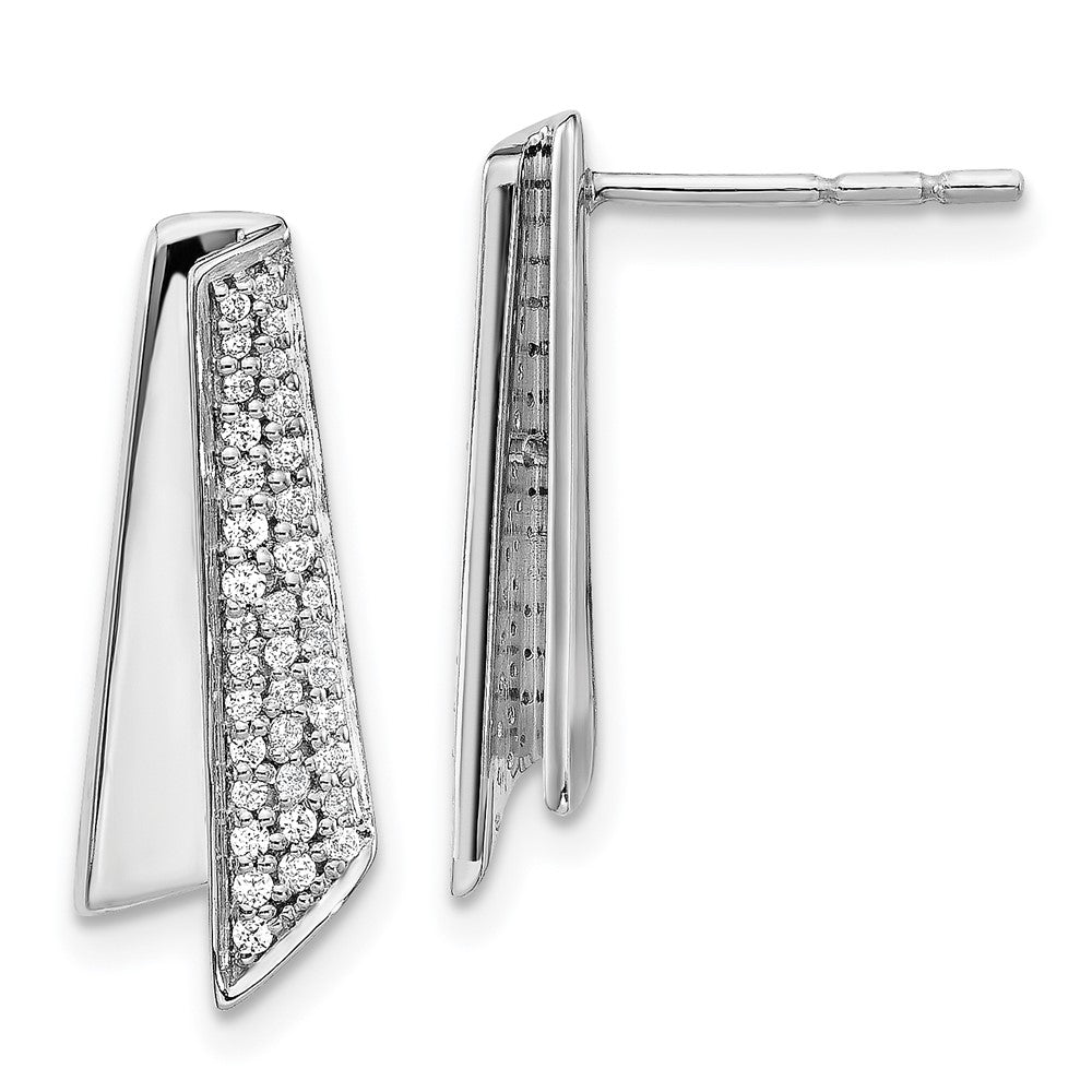 Solid 14k White Gold Simulated CZ Fancy Earrings
