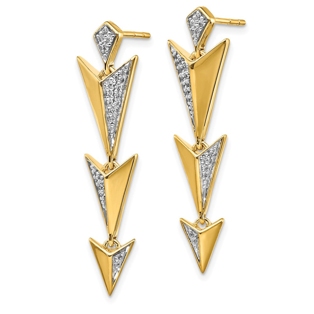 Solid 14k Yellow Gold Simulated CZ Fancy Post Dangle Earrings