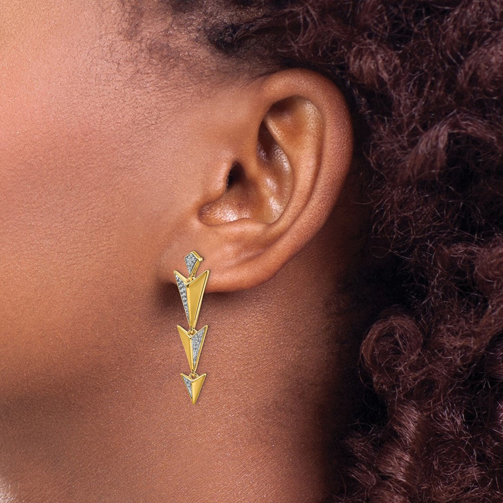 Solid 14k Yellow Gold Simulated CZ Fancy Post Dangle Earrings