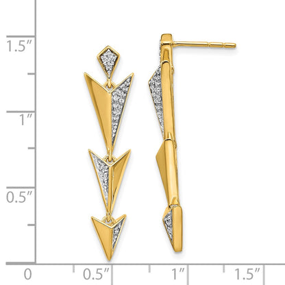 Solid 14k Yellow Gold Simulated CZ Fancy Post Dangle Earrings