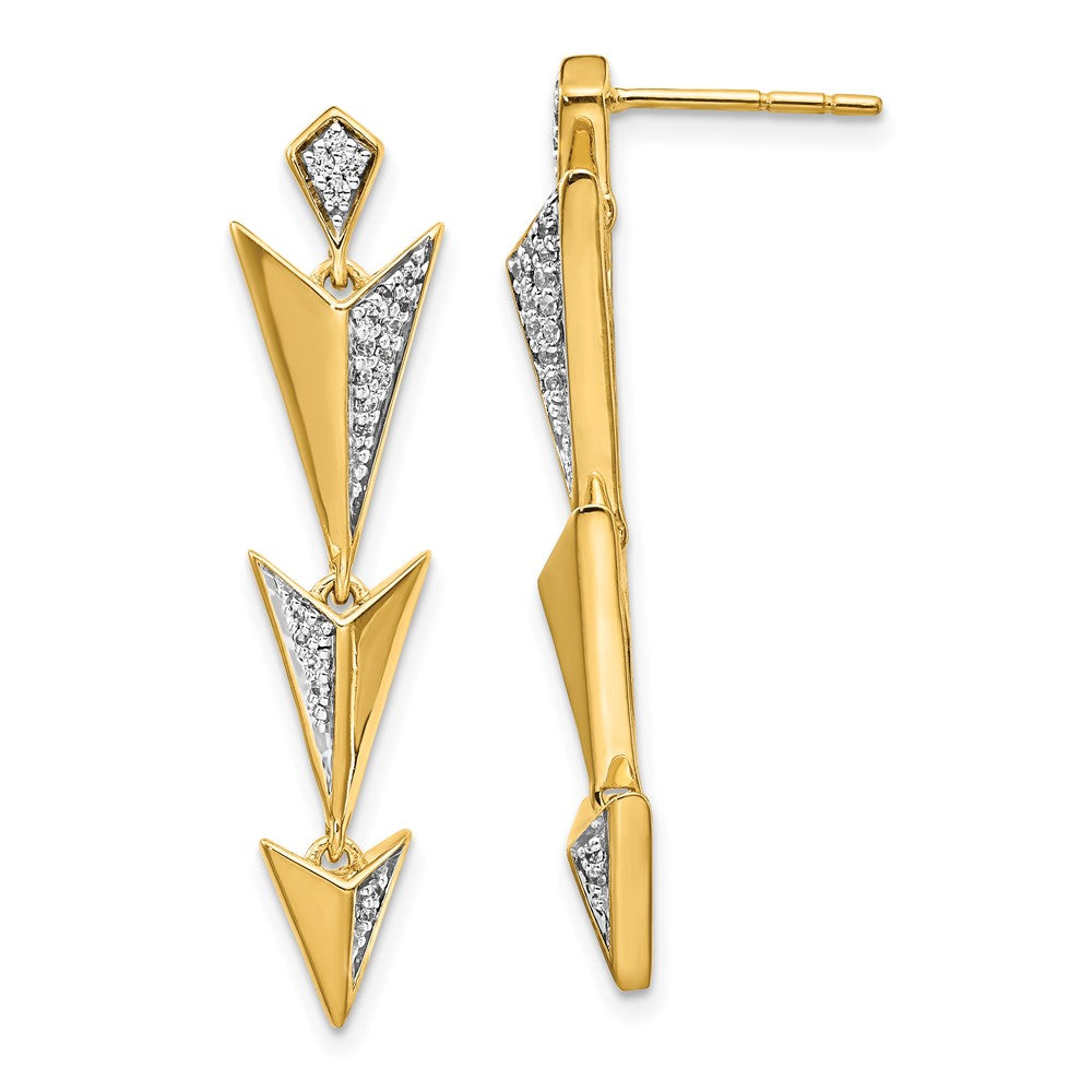 Solid 14k Yellow Gold Simulated CZ Fancy Post Dangle Earrings