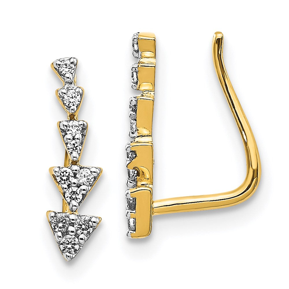 14k Yellow Gold Real Diamond Ear Climber Earrings EM3899-015-YA