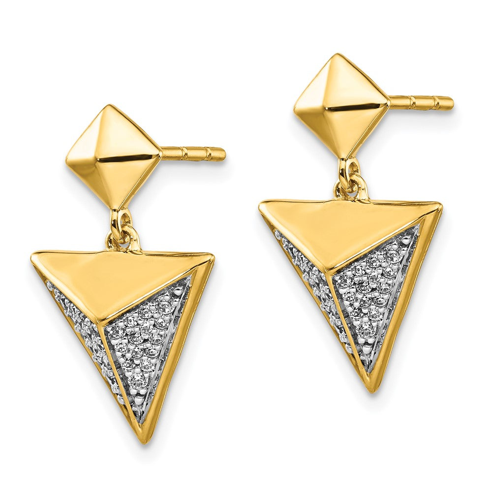 Solid 14k Yellow Gold Simulated CZ Fancy Earrings