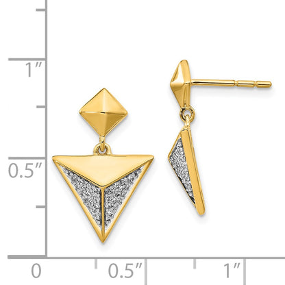 Solid 14k Yellow Gold Simulated CZ Fancy Earrings