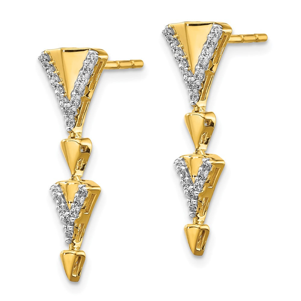 Solid 14k Yellow Gold Simulated CZ Fancy Post Dangle Earrings