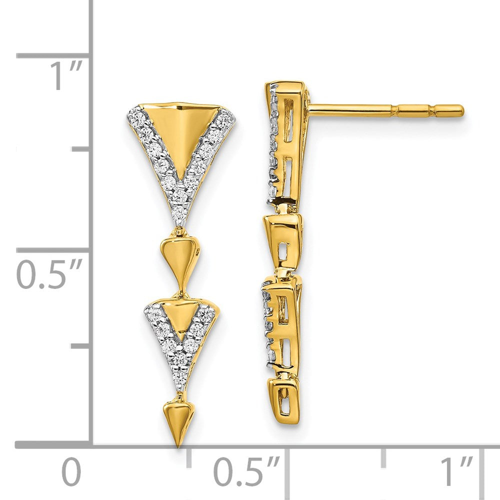 Solid 14k Yellow Gold Simulated CZ Fancy Post Dangle Earrings