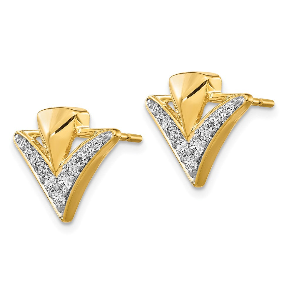 Solid 14k Yellow Gold Simulated CZ Fancy Post Earrings