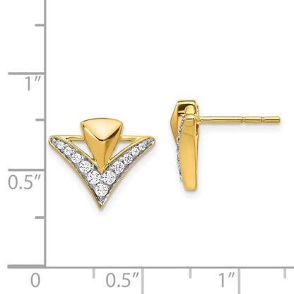 Solid 14k Yellow Gold Simulated CZ Fancy Post Earrings
