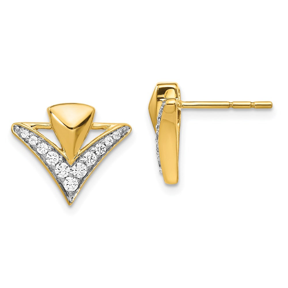 14k Yellow Gold Real Diamond Fancy Post Earrings EM3902-033-YA