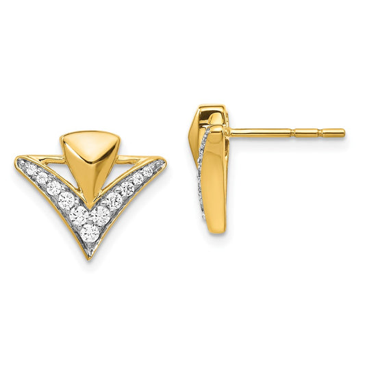 Solid 14k Yellow Gold Simulated CZ Fancy Post Earrings