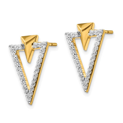 Solid 14k Yellow Gold Simulated CZ Fancy Post Earrings