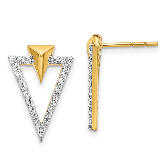 14k Yellow Gold Real Diamond Fancy Post Earrings EM3903-040-YA