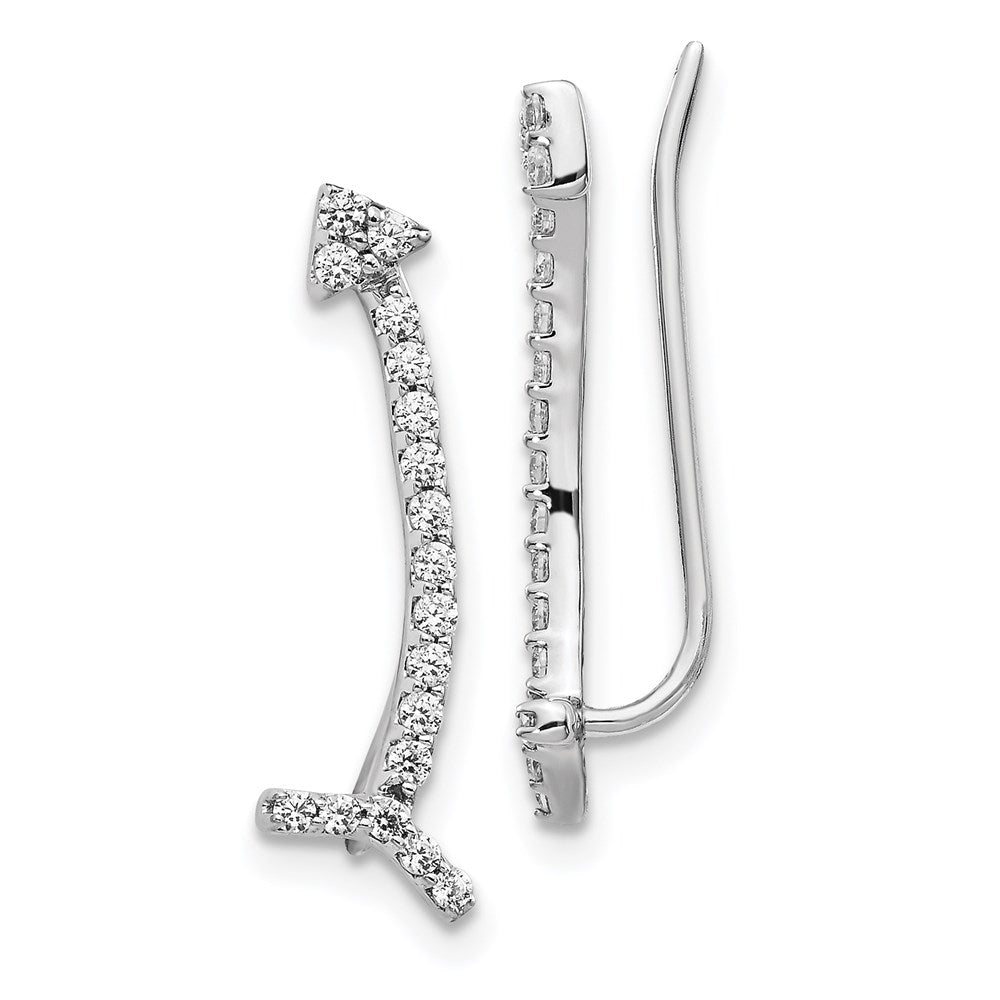 14k White Gold Real Diamond Ear Climber Earrings EM3904-035-WA