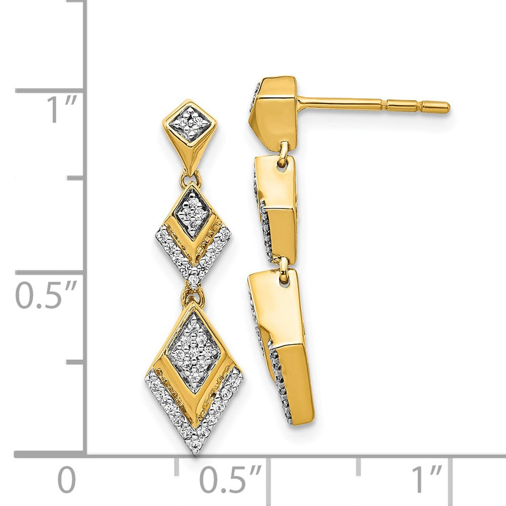 Solid 14k Yellow Gold Simulated CZ Fancy Post Dangle Earrings