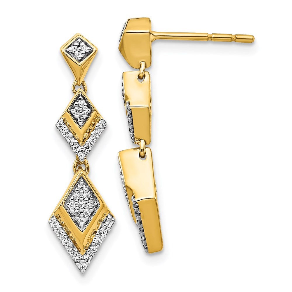 14k Yellow Gold Real Diamond Fancy Post Dangle Earrings EM3905-025-YA