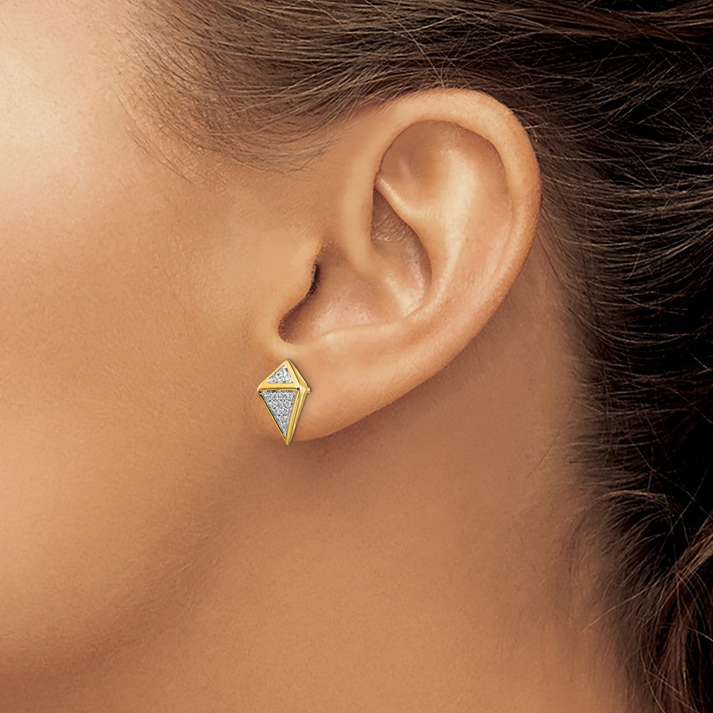 Solid 14k Yellow Gold Simulated CZ Fancy Earrings