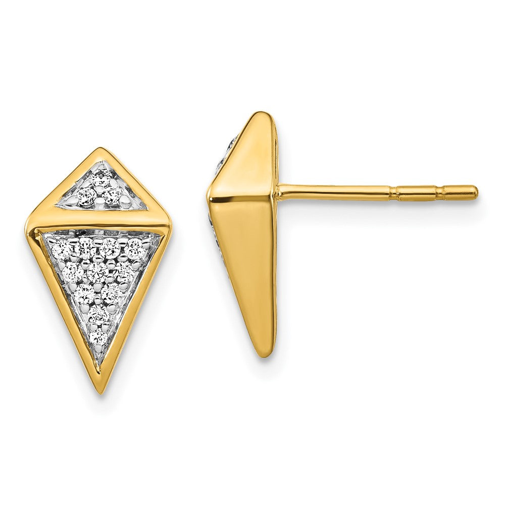 Solid 14k Yellow Gold Simulated CZ Fancy Earrings