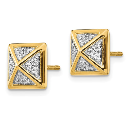 Solid 14k Yellow Gold Simulated CZ Fancy Earrings