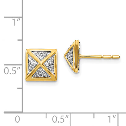 Solid 14k Yellow Gold Simulated CZ Fancy Earrings