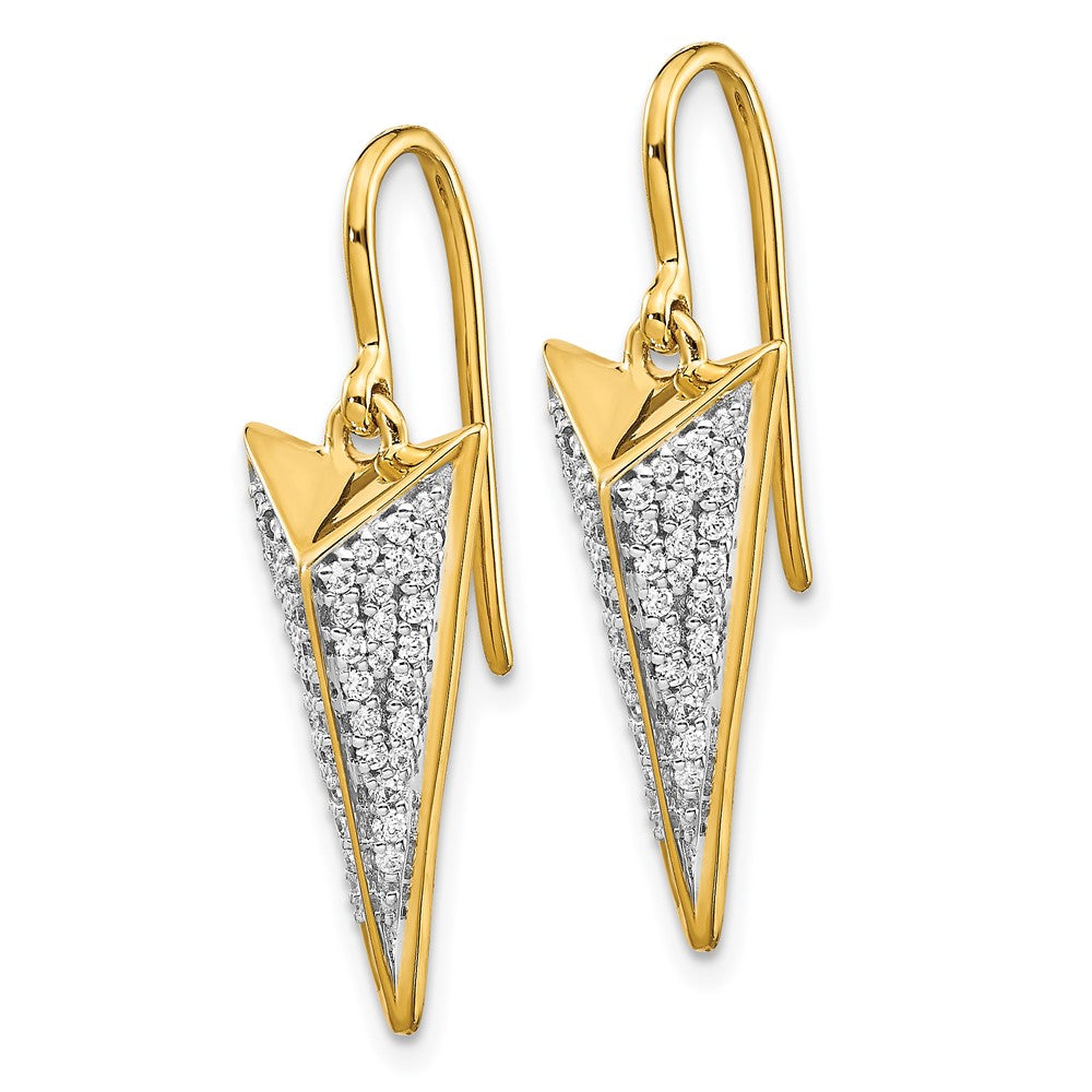 Solid 14k Yellow Gold Simulated CZ Fancy Dangle Earrings