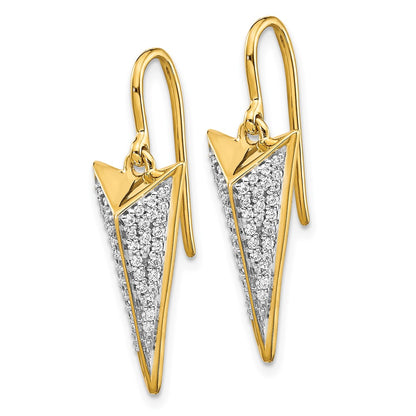 Solid 14k Yellow Gold Simulated CZ Fancy Dangle Earrings