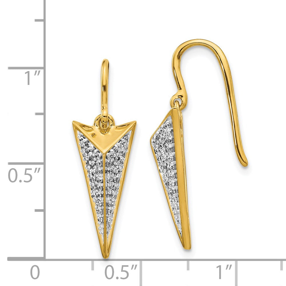 Solid 14k Yellow Gold Simulated CZ Fancy Dangle Earrings