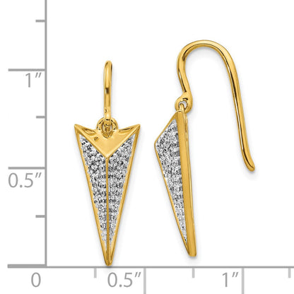 Solid 14k Yellow Gold Simulated CZ Fancy Dangle Earrings