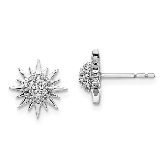 14k White Gold Real Diamond Fancy Sun Earrings EM3920-020-WA
