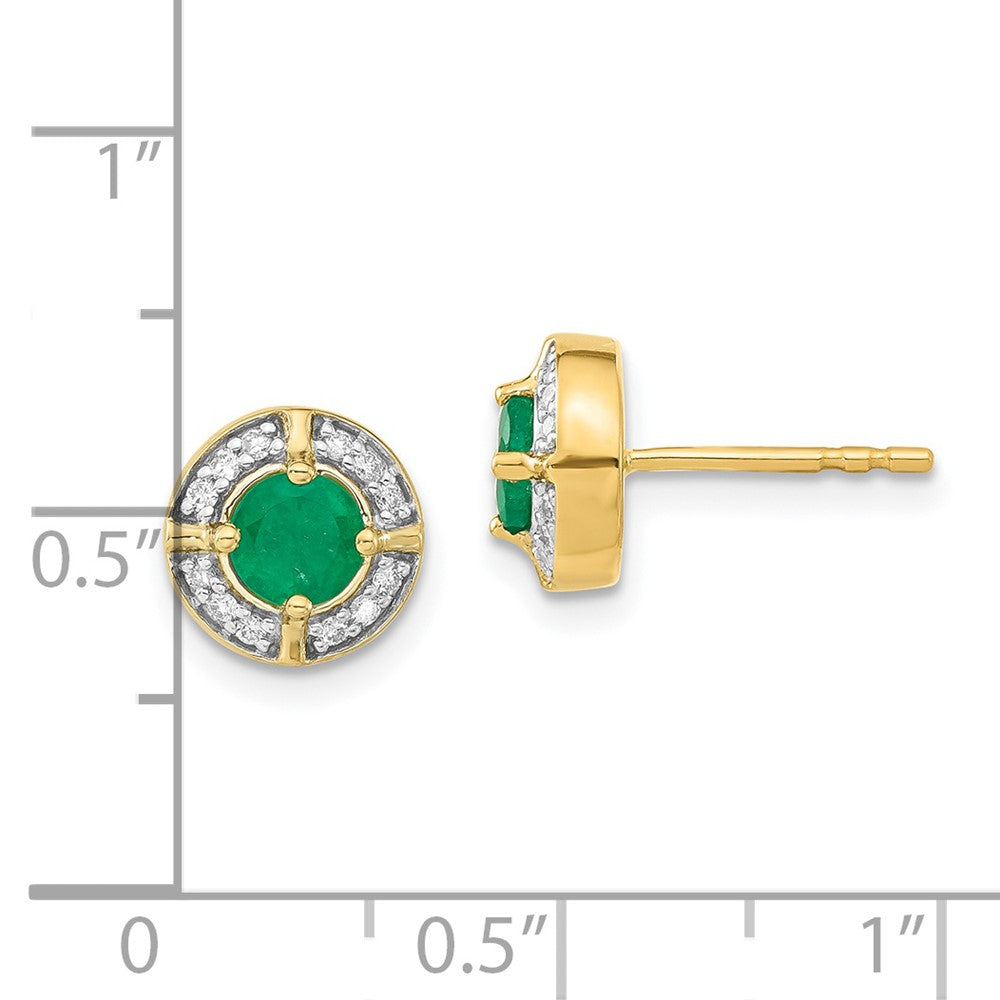 Solid 14k Yellow Gold Simulated CZ and Emerald Fancy Halo Earrings