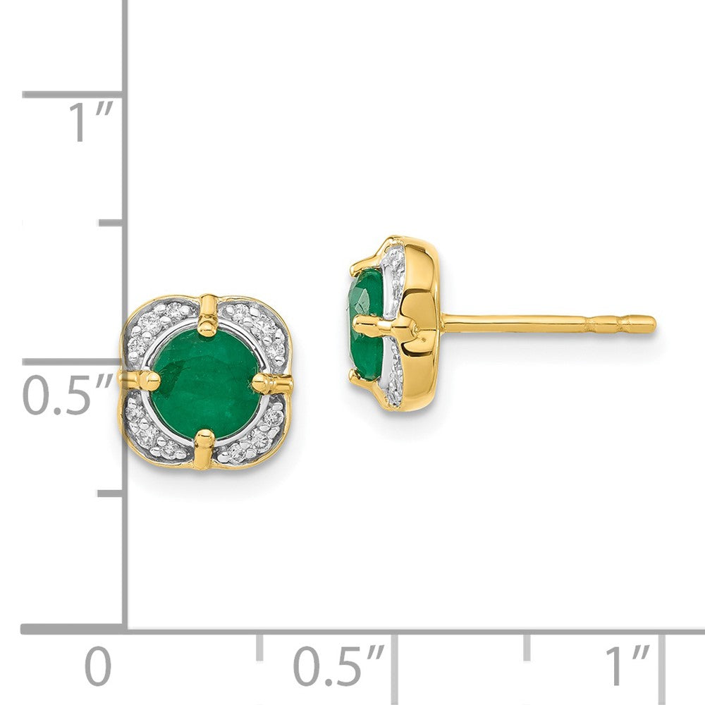 Solid 14k Yellow Gold Simulated CZ and Emerald Fancy Earrings