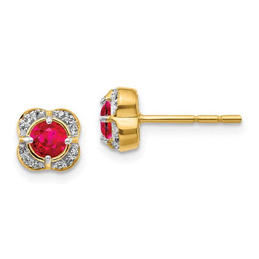 14k Yellow Gold Real Diamond and Ruby Fancy Earrings EM3923-RU-009-YA