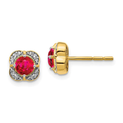 14k Yellow Gold Real Diamond and Ruby Fancy Earrings EM3923-RU-010-YA