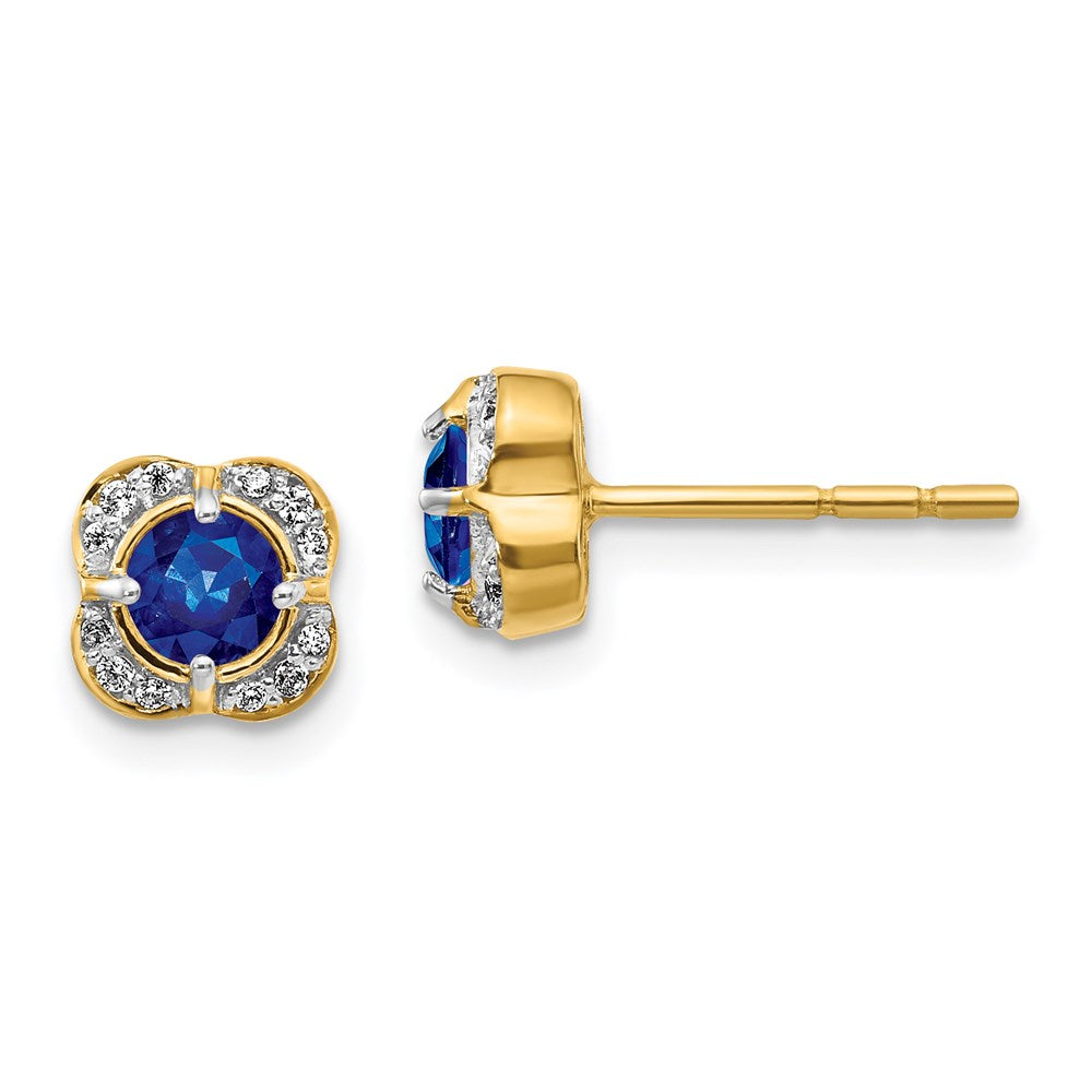 14k Yellow Gold Real Diamond and Sapphire Fancy Earrings EM3923-SA-009-YA
