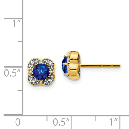 Solid 14k Yellow Gold Simulated CZ and Sapphire Fancy Earrings